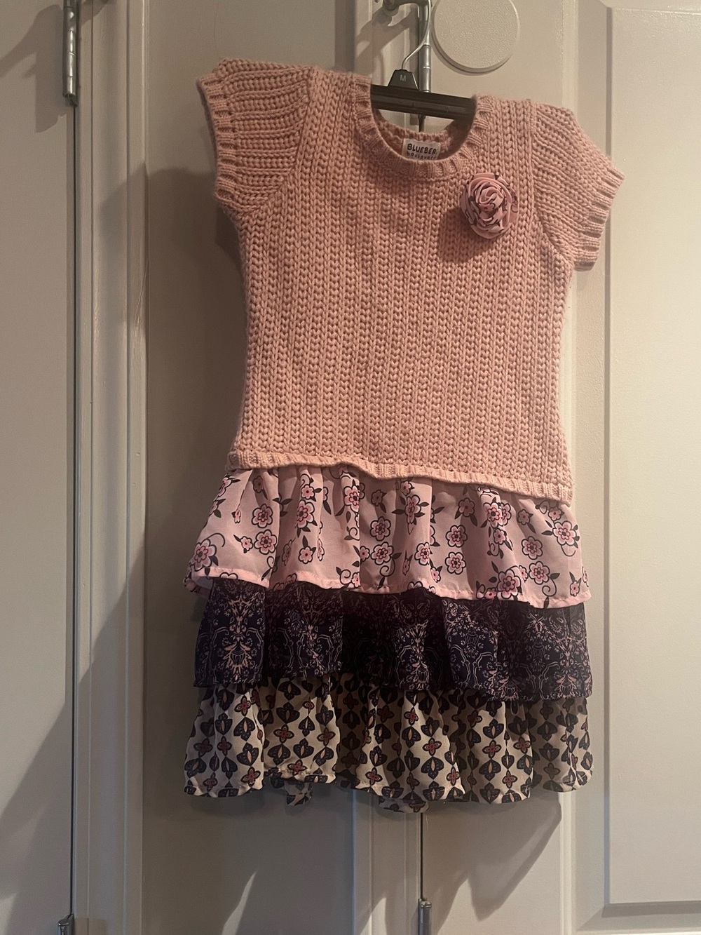 Girls Pink Knit Sweater Dress